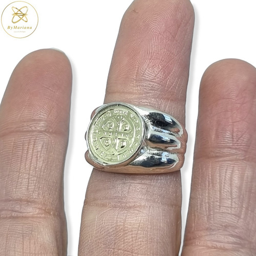 Imagen 2 de 6 de Anillo Plata Y Oro San Benito
