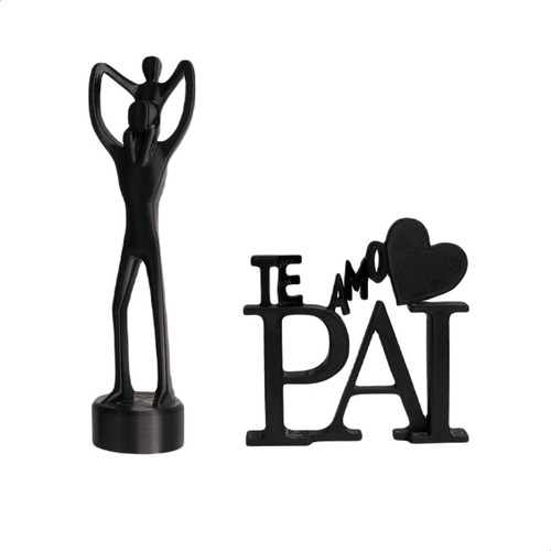 Imagem 1 de 6 de Kit Estátua Decorativa Pai E Filho + Palavra Pai - Decoração