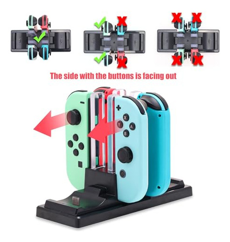 Pack Cargador 6 En 1 Para Joy-con Y Pro Controllers Switch
