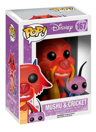 Funko Pop Mulan Dragão Mushu E Cricket #167 Original