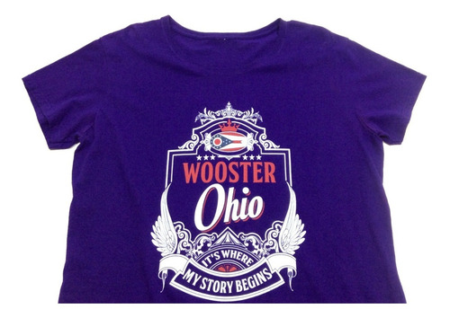 Remera Manga Corta Algodón Violeta Ohio Usa Mujer Talle Xl