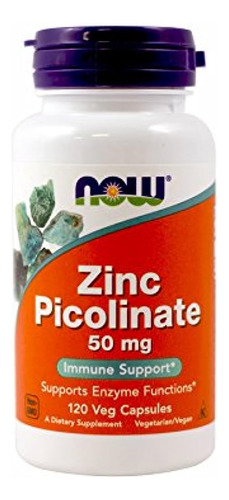 Now Foods Picolinato De Zinc 50 Mg, 120 Cápsulas (paquete De