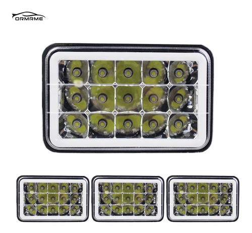 Kit 4 Farol Led Retangular 45w 15 Led Plug H4 9~80v Caminhão