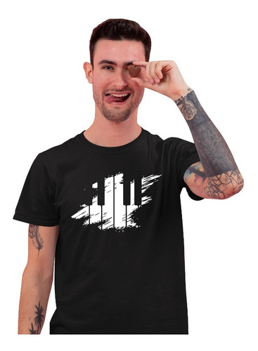 Camisetas Estampado Teclado De Piano Para Hombre Elegantes