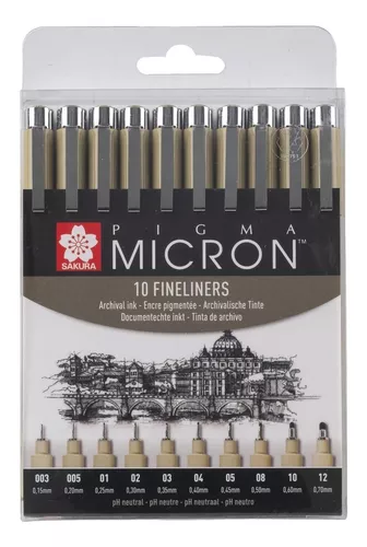 Set 6 rotuladores negros Pigma Micron Sakura (005, 01, 02, 03, 04
