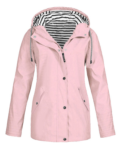 Chaqueta Impermeable Para Mujer J, Color Liso, Talla Grande,