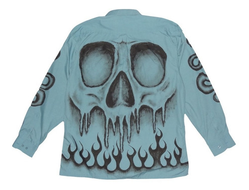 Imagen 4 de 6 de Camisa Bones Esqueleto Huesos Grunge Zombie Pintada A Mano