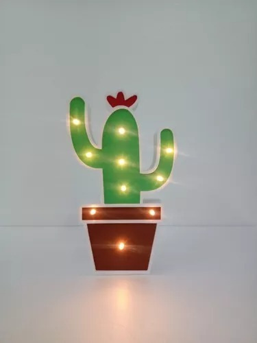 Cactus De Polifan Con Luces Luminoso Candybar Velador