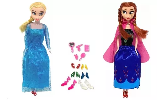 Kit Com 2 Boneca Do Filme Frozen Musical Ana E Elsa 30cm