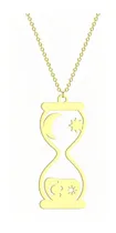 Comprar Collar Reloj De Arena Luna Estrellas Plata Enchapada Oro