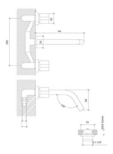 Imagen 2 de 2 de Grifo Canilla Deca Bacha Baño Lavatorio De Pared Lever Flex