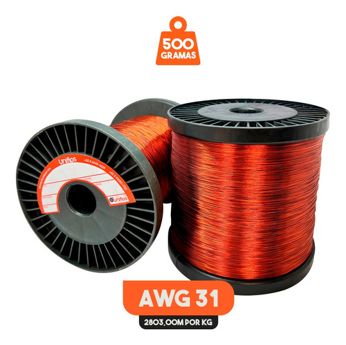 1/2 Kgs Fio De Cobre Esmaltado 180° Do 30 Ao 34 Awg