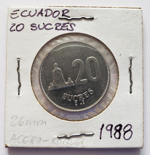 Imagen 1 de 2 de Moneda Ecuador 20 Sucres 1988 Xf