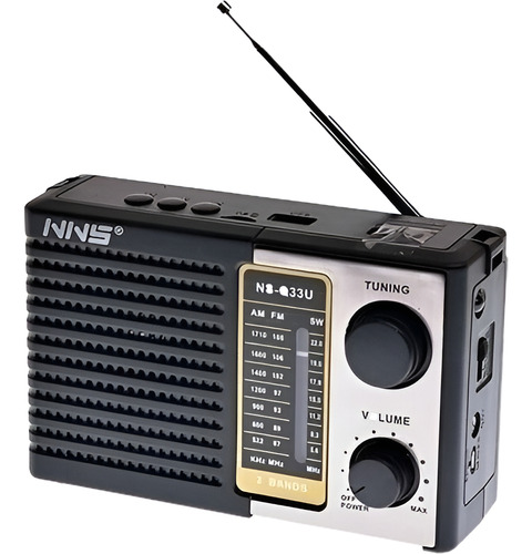 Parlante Radio Recargable Y Pilas Ns-q33u Am Y Fm/sd/usb