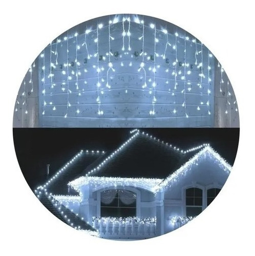 Juego Luces Navidad Cascada 200 Led 5 Mts Blanco Calido