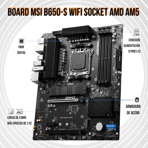 Mother Board Gamer B650 S Msi Wifi 6 6e Amd Am5 Ryzen Ddr5