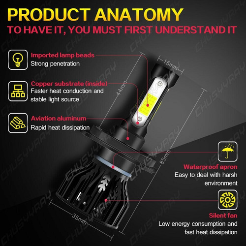 Focos Led H4 9003 De 6500k 40000lm 200w Luz Alta/baja