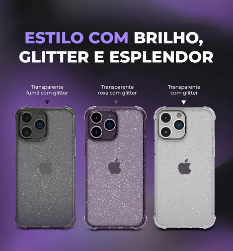 Capa Capinha para iPhone 15 / 15 Pro / 15 Pro Max Glitter Brilho Anti  Impacto