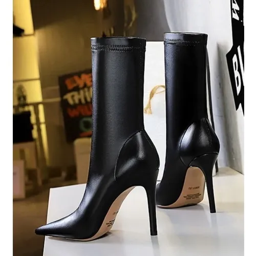 Botines Stiletto De 9.5cm Tacones Altos Puntiagudos Cuotas sin