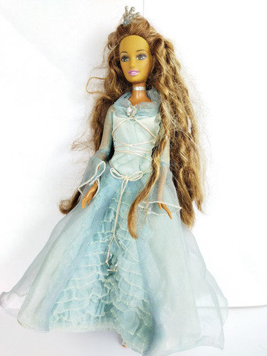 Barbie Princesa Morena Vestido Azul Cabello Castaño 1999