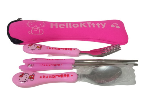 Lindo Set Cubierto Hello Kitty Importado Estuche Incluido