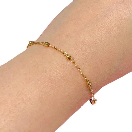 Pulsera Bolitas 3mm Baño De Oro Gold Ideal Regalo Ps 276-21