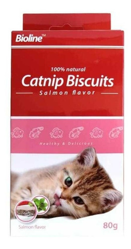 Imagen 1 de 1 de Galletas Snack Para Gato Con Catnip Y Salmon Bioline 80g