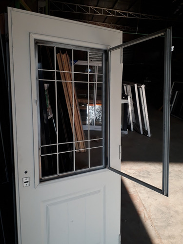 Imagen 4 de 6 de Puerta Doble Chapa Inyectada 80x200 C/reja Barmetal Normanda