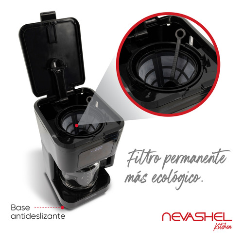 Cafetera De Goteo Programable Filtro Permanten Digital 12tzs