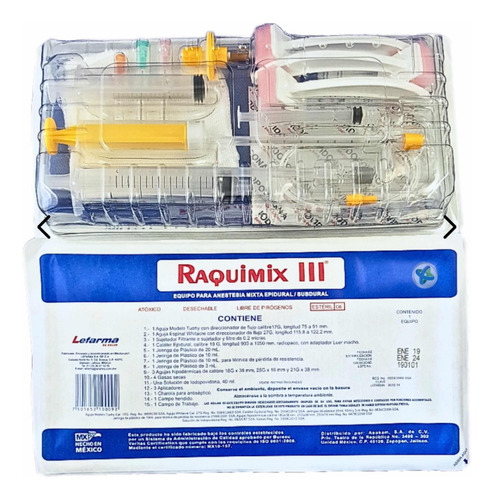 10 Piezas Raquimix Iii Equipo Para Anestesia Mixta Epidural