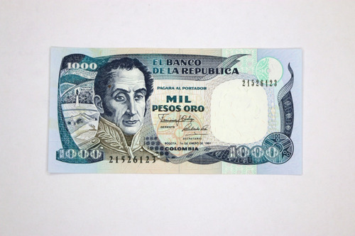 Billete República De Colombia $1.000 Simón Bolivar