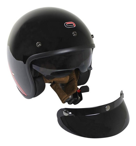 Imagen 3 de 6 de Casco Moto Abierto 3/4 Roda Vintage Cafe Racer Certificado