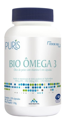 Bio Omega 3 Com Vitamina E 120capsulas Puris Sabor Sem sabor