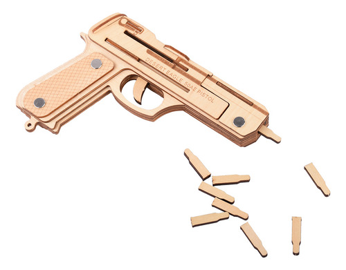 Rompecabezas De Madera 3d Con Banda Elástica, Pistola, Jugue