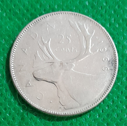 Monedas De Plata De 25 Centavos De Canada. Año 1966 Plata 