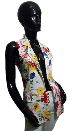 Imagen 4 de 6 de Chaleco Blazer Casual Formal Dama Juvenil Saco Estampado
