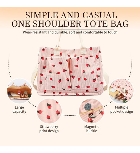 Bolso De Mano Con Parches De Fresa Mujer,bolsa Mano Duradera