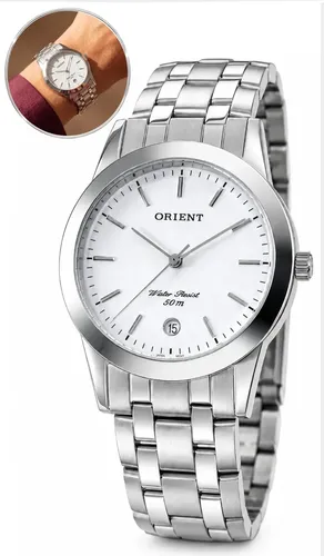Relógio Orient Masculino Mbss1004a Prata Analógico Aço Inoxidável Branco