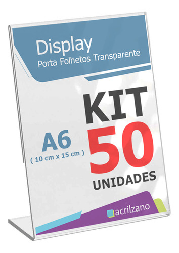 Display Cristal Ps Mesa Porta Retrato L A6 10x15 Kit/50