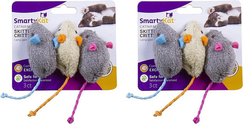 Skitter Critters Cat Toy Catnip Ratones Paq 6