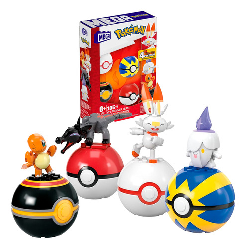 Mega Equipo Pokemon Tipo Fuego Set Juego Constrccion Mattel