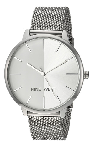 Nine West - Reloj Pulsera De Malla Para Mujer, Plateado