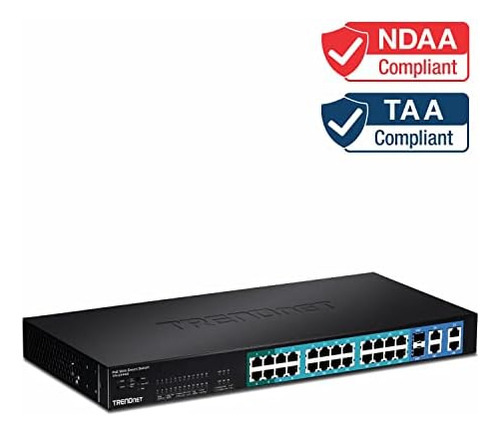 Trendnet Conmutador Inteligente Poe+ De 28 Puertos, 20 Poe,