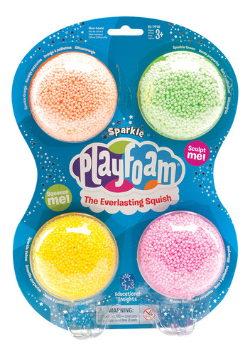 Play Foam Sparkle Set X 4 Unidades Masa 1910 Colores Edu Color Naranja, Verde, Amarillo Y Rosa