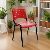 Comprar Silla Apilable Plástica Fija De Oficina Sala De Espera Iglesias Consultorios Acero Y Plastico Reforzado Color Rojo