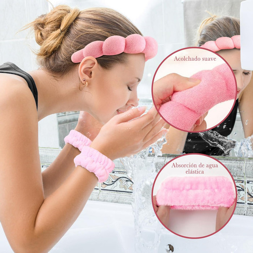 Kit 6pzs Diademas Para Maquillaje Y Muñequeras Skincare Spa