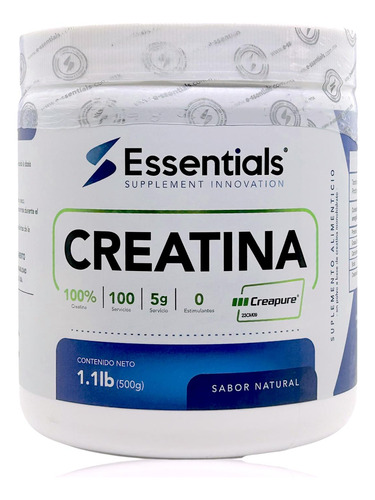 Creatina Monohidratada Pura Creapure 500 G 100 Serv Essentia