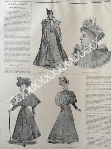 Cartel De Modas Antiguas De 1894 Vestidos, Los Ultimos Capri