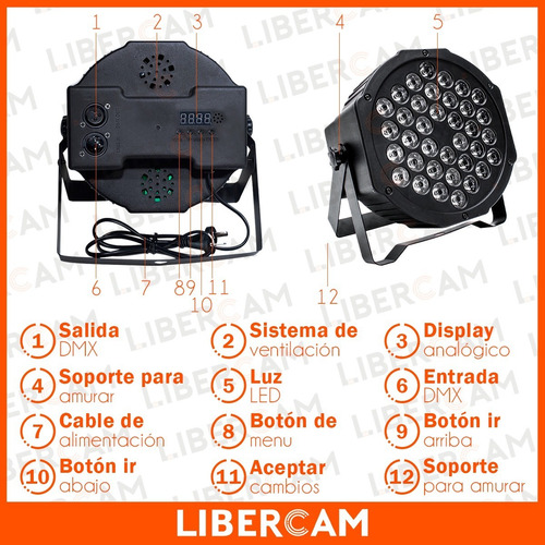 Luz Proton Par 36 Luces Dj Audioritmica Dmx Iluminacion Led