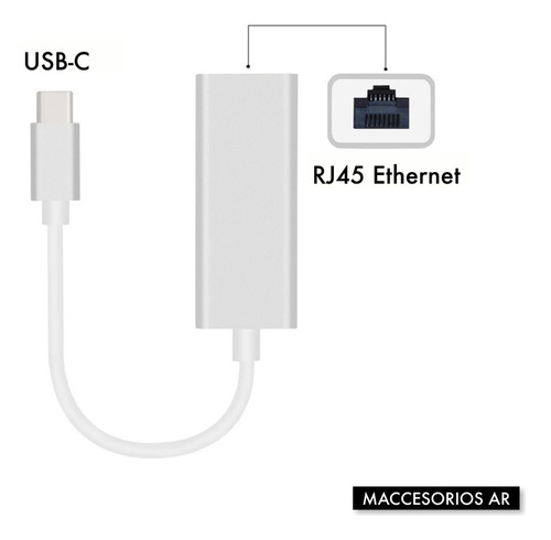 Imagen 3 de 10 de Adaptador Usb C 3.1 A Red / Ethernet Lan / Rj45 / Mac / Pc